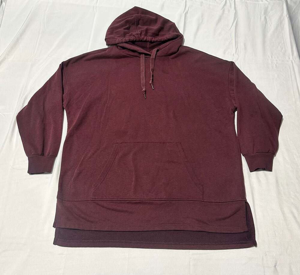 Old Navy Oversized Popover Hoodie Women’s Medium Burgundy Fleece Pullover